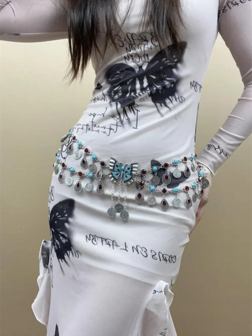 Boho Crystal Flower Waist Belt for Women | Ethnic Belly Chain & Body Jewelry